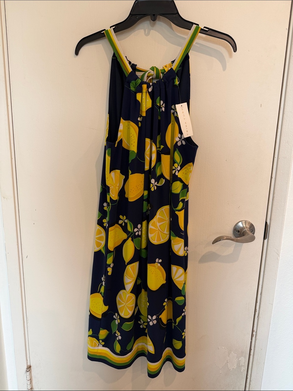 Trina Turk Navy Lemon Print Summer Dress